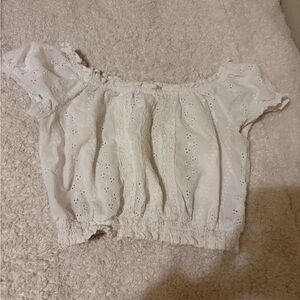 Aeropostale White Eyelet Off-Shoulder Blouse